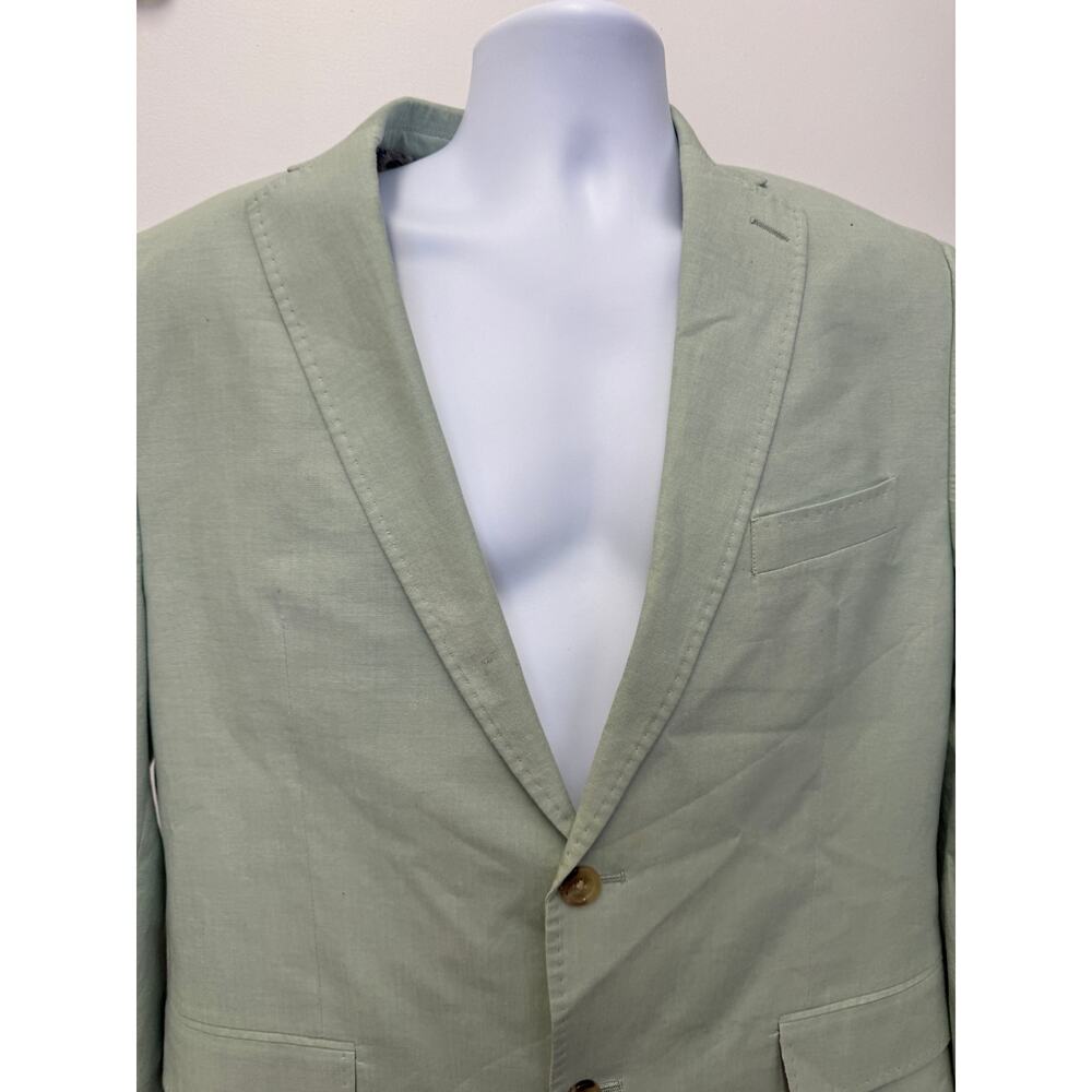 Alan Flusser Mens Two Button Blazer Jacket Green sage light 100% Cotton Size 42R - Picture 7 of 7